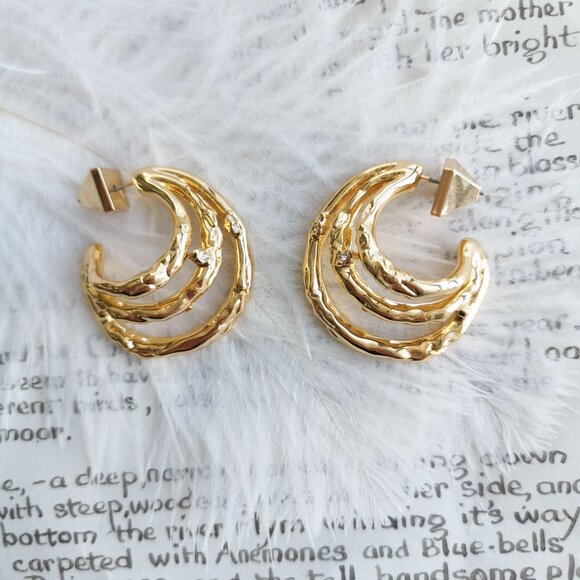 Alexis Bittar Jewelry - Alexis Bittar Brut Crystal Gold Thorn Orbit Hoop Earrings